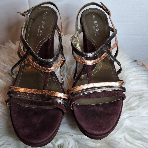 Via Spiga metallic wedge sandals 10‎ - Picture 1 of 13